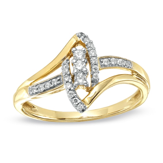 1/5 CT. T.w. Diamond Marquise Bypass Promise Ring in 10K Gold