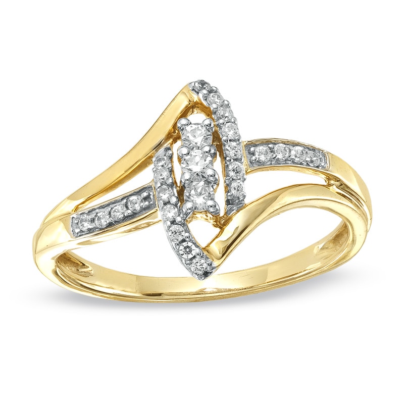 1/5 CT. T.W. Diamond Marquise Bypass Promise Ring in 10K Gold