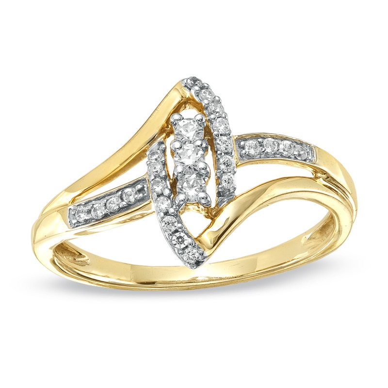 Main Image 1 of 1/5 CT. T.W. Diamond Marquise Bypass Promise Ring in 10K Gold