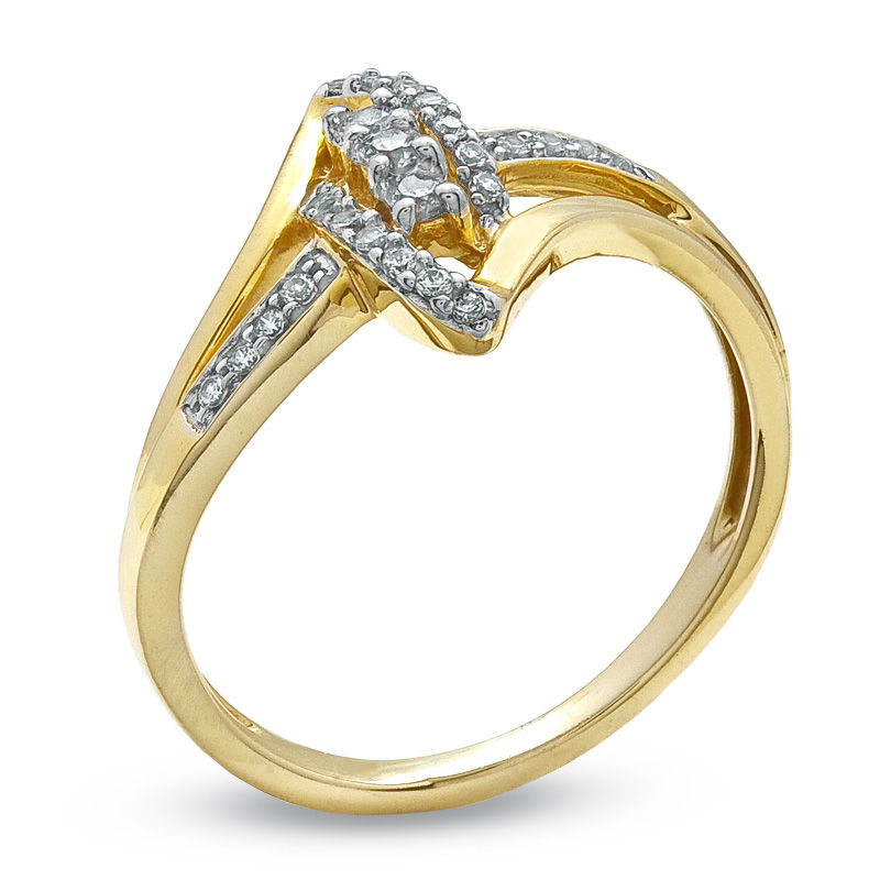 Main Image 2 of 1/5 CT. T.W. Diamond Marquise Bypass Promise Ring in 10K Gold