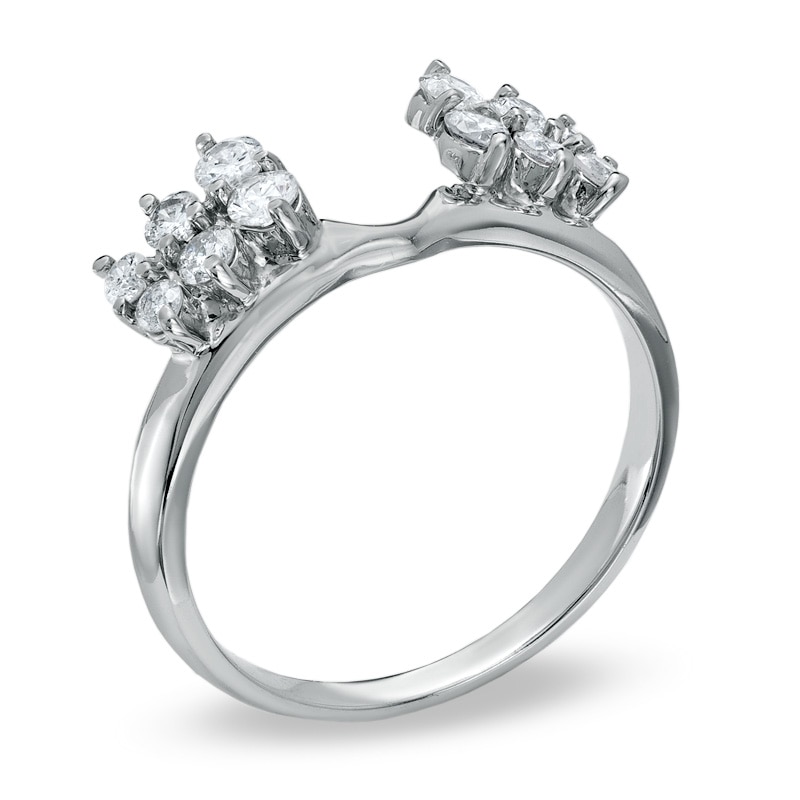 1/2 CT. T.W. Diamond Double-Row Solitaire Enhancer in 14K White Gold