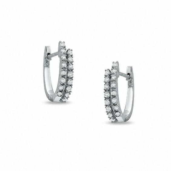 1/4 CT. T.w. Diamond Hoop Earrings in 10K White Gold