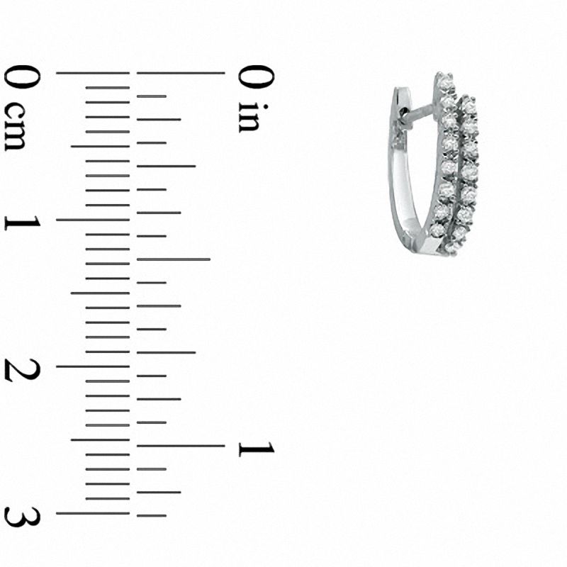 Main Image 2 of 1/4 CT. T.W. Diamond Hoop Earrings in 10K White Gold
