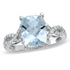 Thumbnail Image 0 of Cushion-Cut Aquamarine and Diamond Accent Ring in 10K White Gold