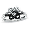 Thumbnail Image 0 of 1/3 CT. T.W. Enhanced Black and White Diamond Pretzel Ring in 10K White Gold