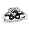 Thumbnail Image 1 of 1/3 CT. T.W. Enhanced Black and White Diamond Pretzel Ring in 10K White Gold