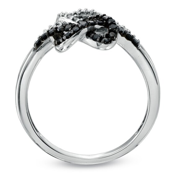 1/3 CT. T.w. Enhanced Black and White Diamond Pretzel Ring in 10K White Gold