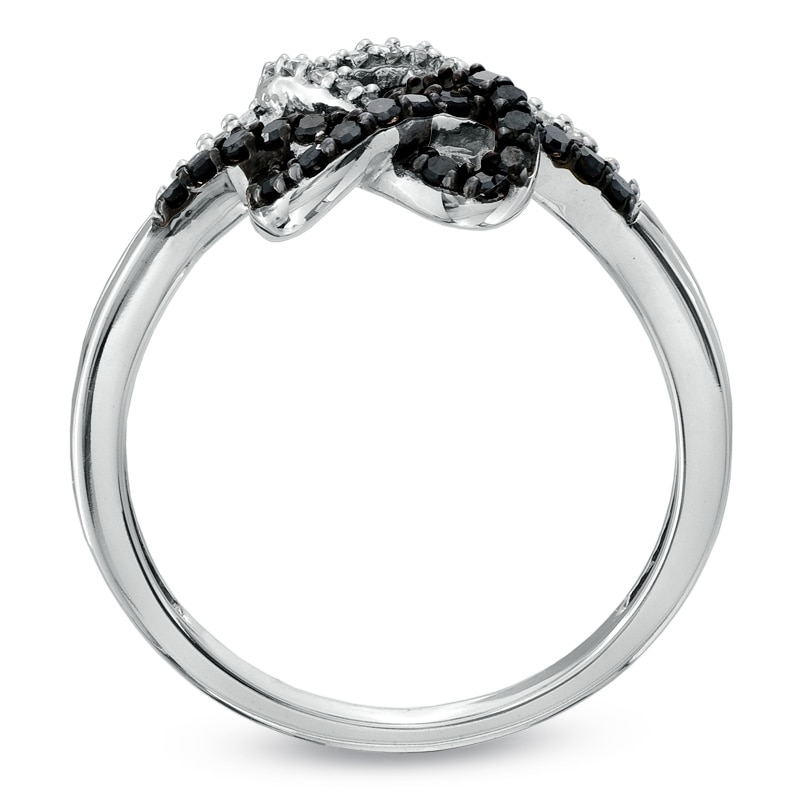 1/3 CT. T.W. Enhanced Black and White Diamond Pretzel Ring in 10K White Gold