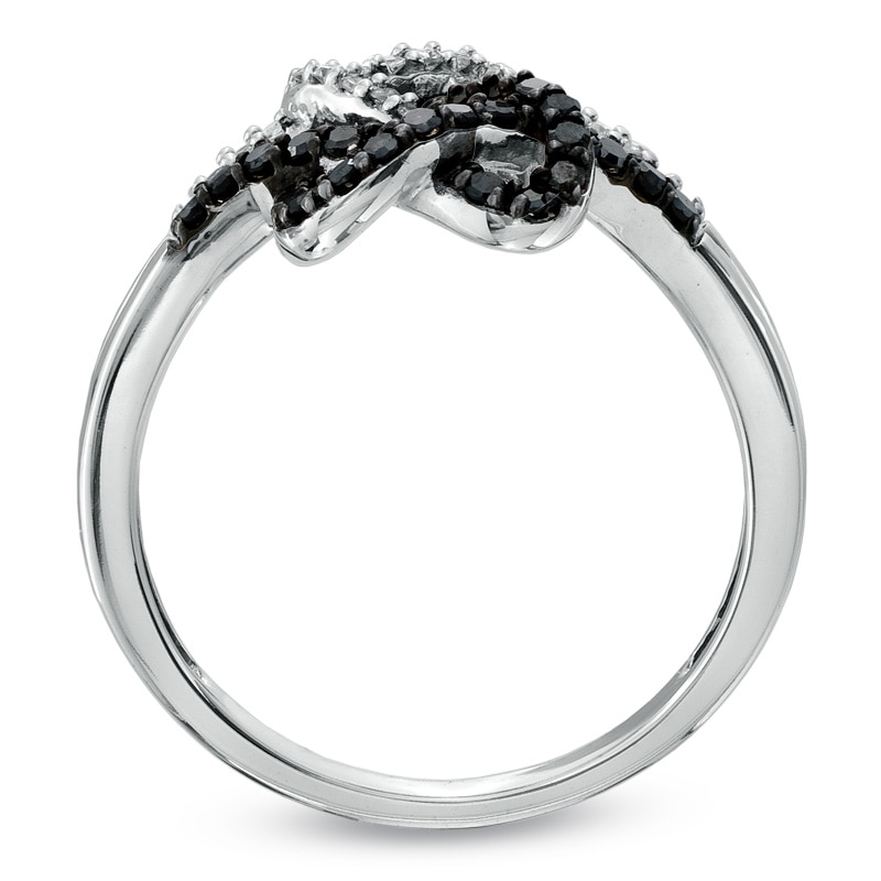 Main Image 2 of 1/3 CT. T.W. Enhanced Black and White Diamond Pretzel Ring in 10K White Gold