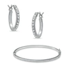 Thumbnail Image 1 of Diamond Fascination™ Hoop Earrings and Bangle Set in Sterling Silver