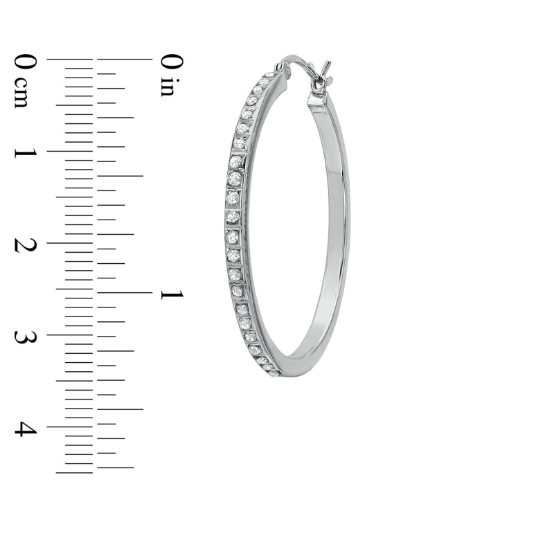 Diamond Fascination™ 33.0mm Round Hoop Earrings in Sterling Silver