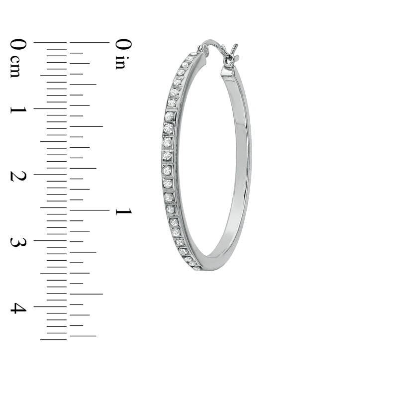 Main Image 2 of Diamond Fascination™ 33.0mm Round Hoop Earrings in Sterling Silver