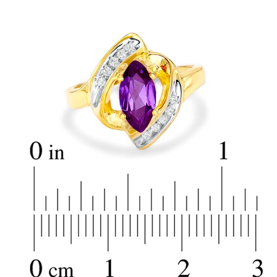 Marquise Lab-Created Alexandrite and Diamond Accent Ring in 10K Gold Marquise Lab-Created Alexandrite and Diamond Accent Ring in 10K Gold