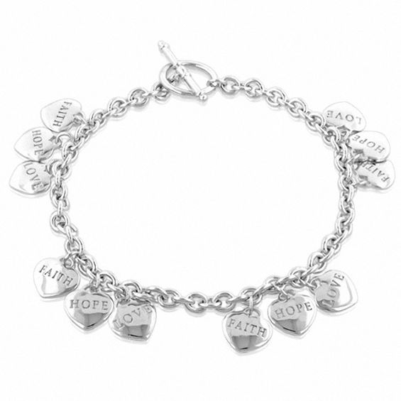 Faith Hope Love Charm Bracelet In Sterling Silver 7 5 View All Faith Hope Love Charm Bracelet In Sterling Silver