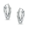 Thumbnail Image 0 of Diamond Fascination™ Triple Oval Hoop Earrings in 14K White Gold