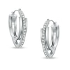 Thumbnail Image 1 of Diamond Fascination™ Triple Oval Hoop Earrings in 14K White Gold