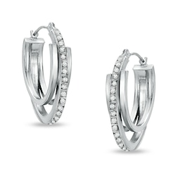 Diamond Fascination™ Triple Oval Hoop Earrings in 14K White Gold