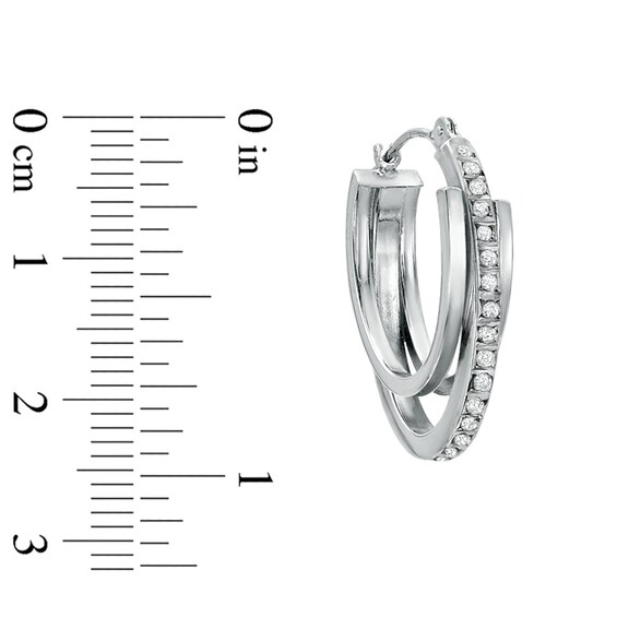 Diamond Fascinationâ¢ Triple Oval Hoop Earrings in 14K White Gold