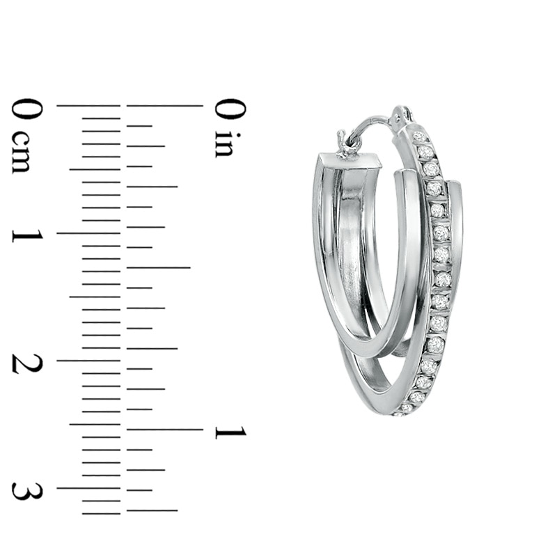 Diamond Fascination™ Triple Oval Hoop Earrings in 14K White Gold