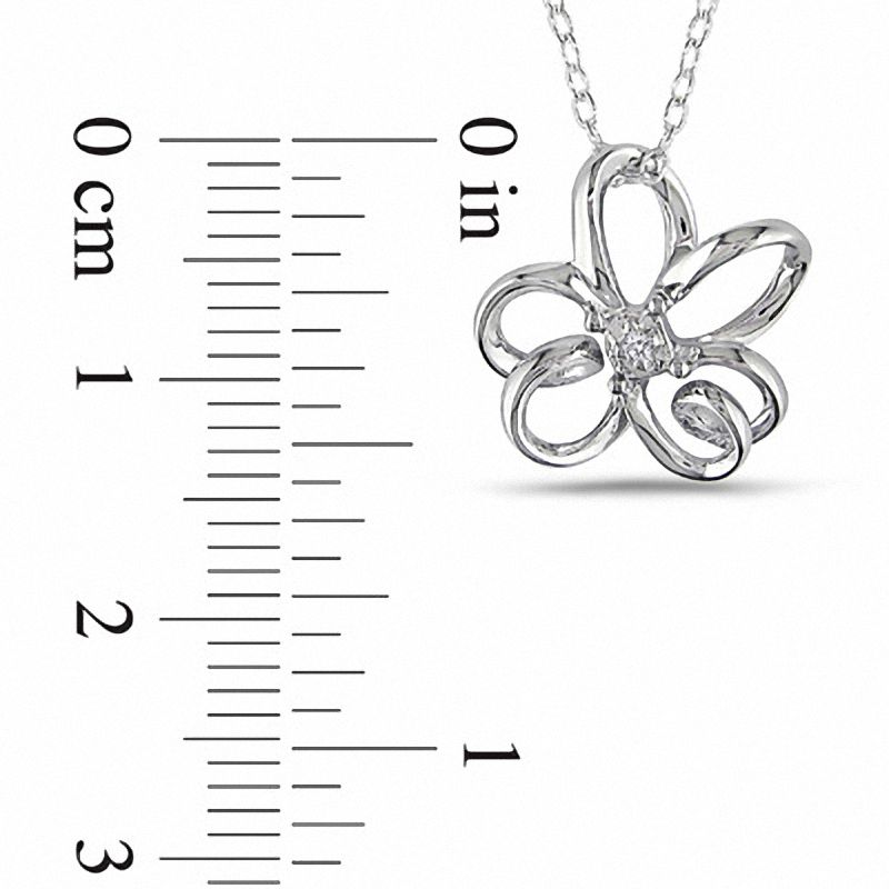 Diamond Accent Open Flower Pendant in Sterling Silver