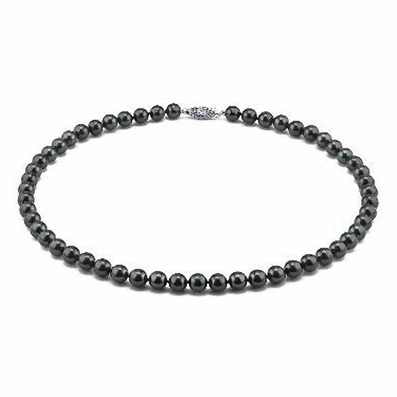 6.0 - 6.5mm Dyed Black Cultured Akoya Pearl Strand with 14K White Gold Clasp - 17"