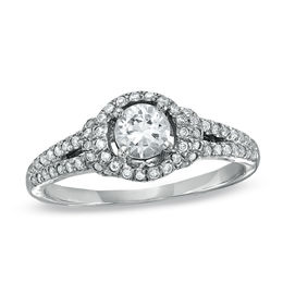 Clearance Rings Zales T W Diamond Framed Engagement Ring In 14k White Gold