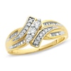 Thumbnail Image 1 of 1/3 CT. T.W. Diamond Three Stone Swirl Bypass Ring in 10K Gold