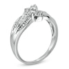 Thumbnail Image 2 of 1/3 CT. T.W. Diamond Three Stone Swirl Bypass Ring in 10K White Gold