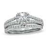 Thumbnail Image 0 of 1/2 CT. T.W. Princess-Cut Diamond Frame Split Shank Bridal Set in 14K White Gold