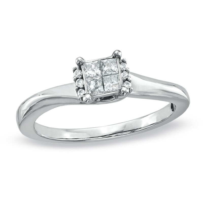 Main Image 1 of Cherished Promise Collection™ 1/5 CT. T.W. Quad Princess-Cut Diamond Promise Ring in 10K White Gold
