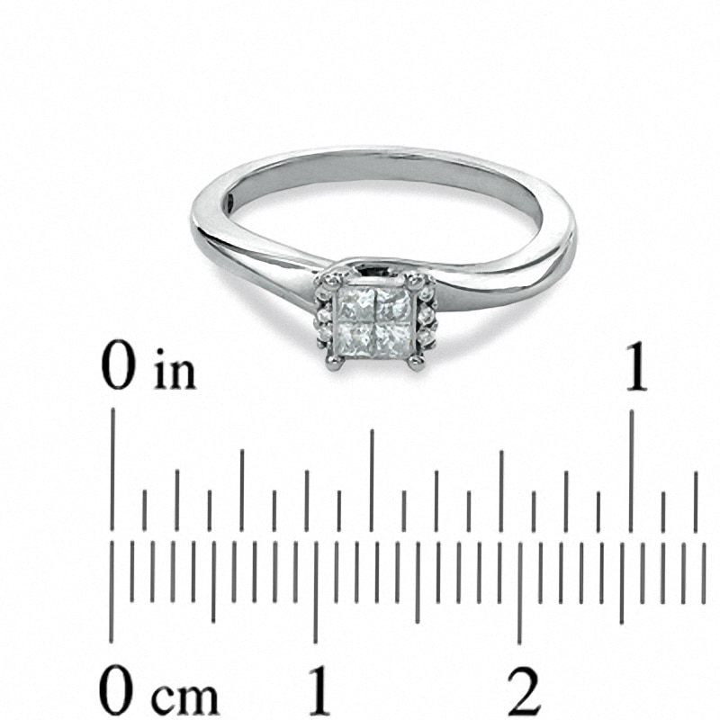 Main Image 3 of Cherished Promise Collection™ 1/5 CT. T.W. Quad Princess-Cut Diamond Promise Ring in 10K White Gold