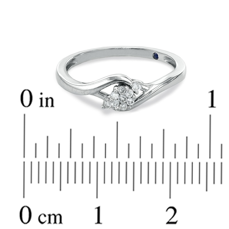 Main Image 3 of Cherished Promise Collection™ 1/10 CT. T.W. Composite Diamond Flower Promise Ring in 10K White Gold