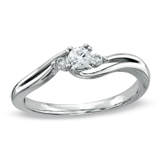 Cherished Promise Collectionâ¢ 1/5 CT. T.w. Diamond Three Stone Promise Ring in 10K White Gold