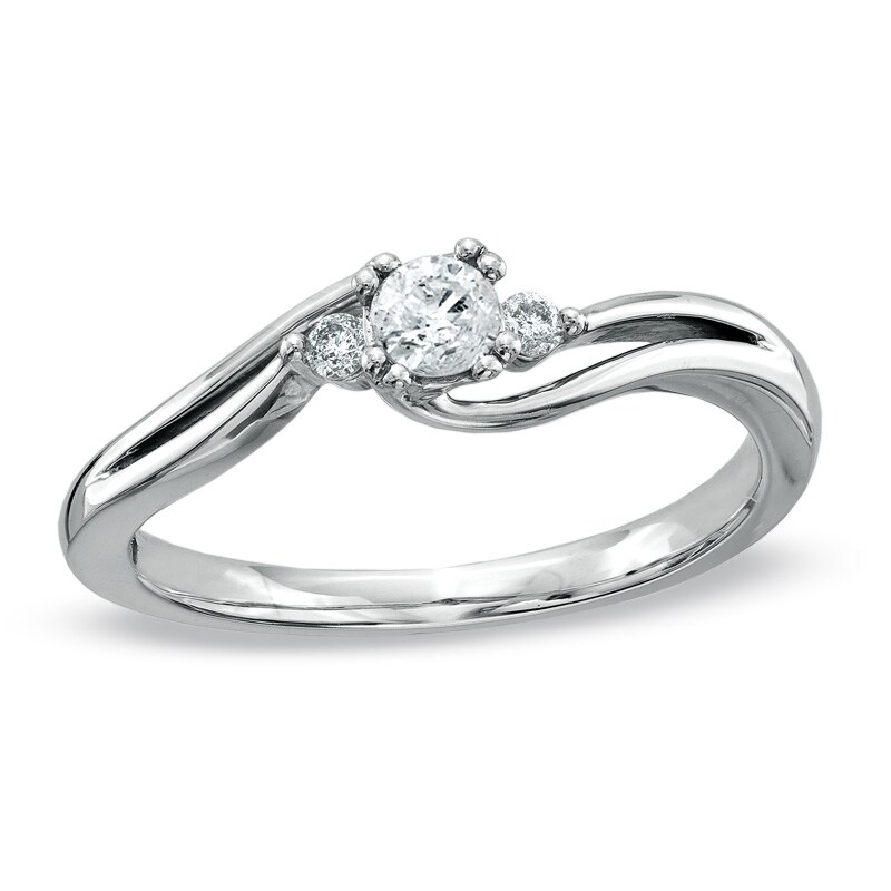 Main Image 1 of Cherished Promise Collection™ 1/5 CT. T.W. Diamond Three Stone Promise Ring in 10K White Gold