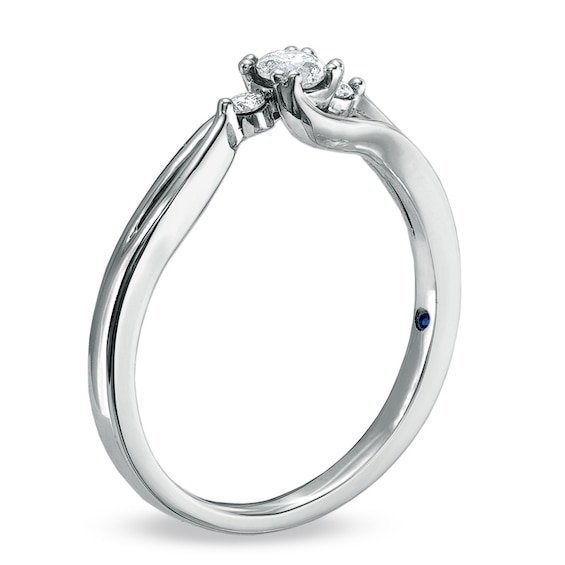 Cherished Promise Collectionâ¢ 1/5 CT. T.w. Diamond Three Stone Promise Ring in 10K White Gold