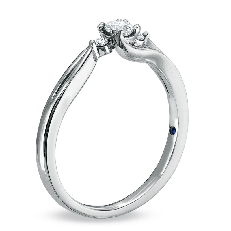 Main Image 2 of Cherished Promise Collection™ 1/5 CT. T.W. Diamond Three Stone Promise Ring in 10K White Gold
