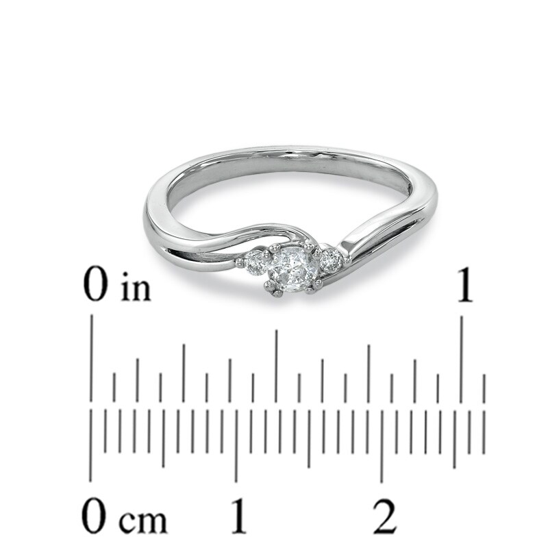 Main Image 3 of Cherished Promise Collection™ 1/5 CT. T.W. Diamond Three Stone Promise Ring in 10K White Gold