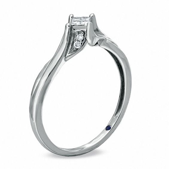 Cherished Promise Collectionâ¢ 1/10 CT. T.w. Princess-Cut Quad Diamond Promise Ring in 10K White Gold