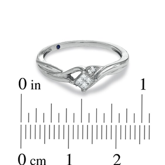 Cherished Promise Collectionâ¢ 1/10 CT. T.w. Princess-Cut Quad Diamond Promise Ring in 10K White Gold