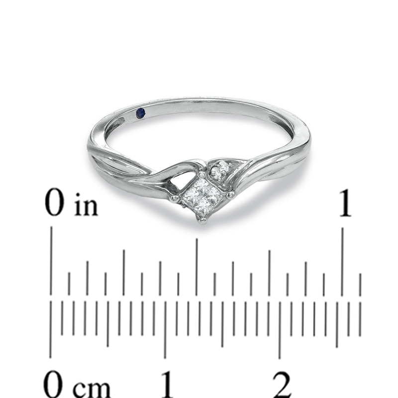 Main Image 3 of Cherished Promise Collection™ 1/10 CT. T.W. Princess-Cut Quad Diamond Promise Ring in 10K White Gold