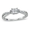 Thumbnail Image 1 of Cherished Promise Collection™ 1/4 CT. T.W. Quad Princess-Cut Diamond Wave Promise Ring in 10K White Gold