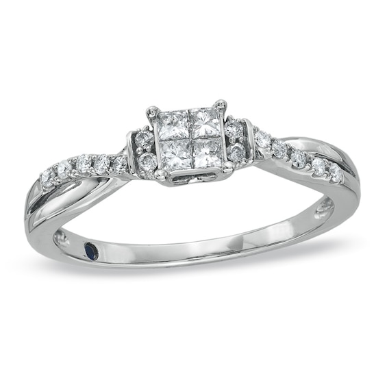 Cherished Promise Collectionâ¢ 1/4 CT. T.w. Quad Princess-Cut Diamond Wave Ring 10K White Gold