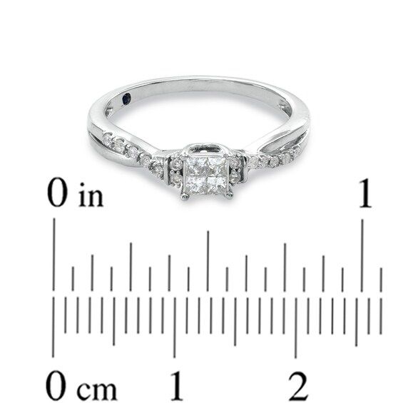 Cherished Promise Collectionâ¢ 1/4 CT. T.w. Quad Princess-Cut Diamond Wave Promise Ring in 10K White Gold