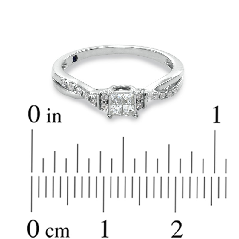 Main Image 3 of Cherished Promise Collection™ 1/4 CT. T.W. Quad Princess-Cut Diamond Wave Promise Ring in 10K White Gold