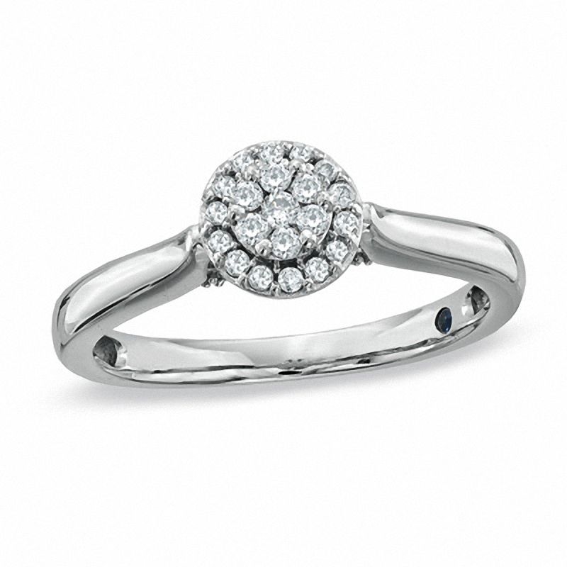 Cherished Promise Collection™ 1/5 CT. T.W. Composite Diamond Flower Promise Ring in 10K White Gold