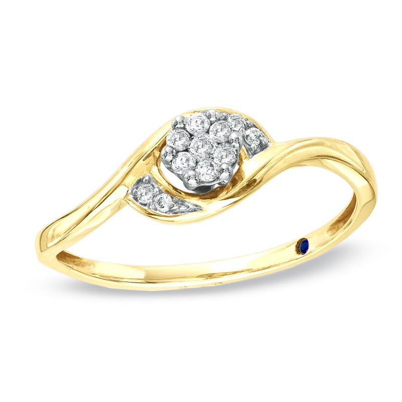 Cherished Promise Collection™ 1/10 CT. T.W. Composite Diamond Flower Promise Ring in 10K Two-Tone Gold
