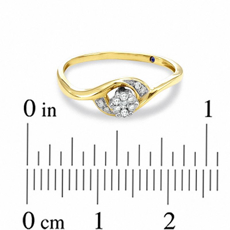 Main Image 3 of Cherished Promise Collection™ 1/10 CT. T.W. Composite Diamond Flower Promise Ring in 10K Two-Tone Gold