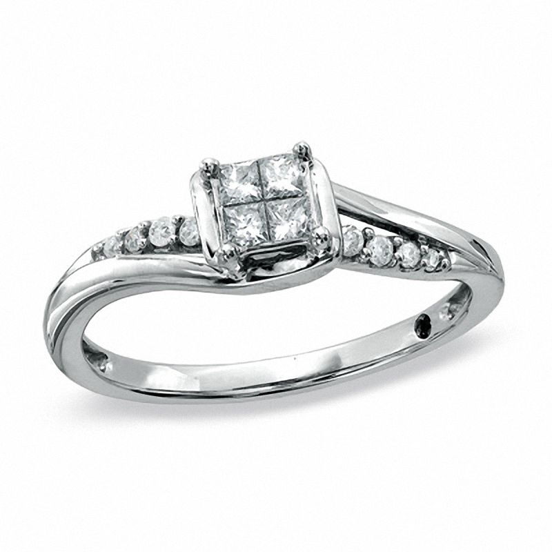 Cherished Promise Collection™ 1/5 CT. T.W. Quad Princess-Cut Diamond Twist Promise Ring in 10K White Gold