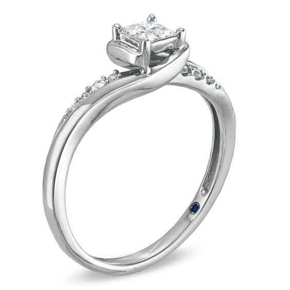 Cherished Promise Collectionâ¢ 1/5 CT. T.w. Quad Princess-Cut Diamond Twist Promise Ring in 10K White Gold
