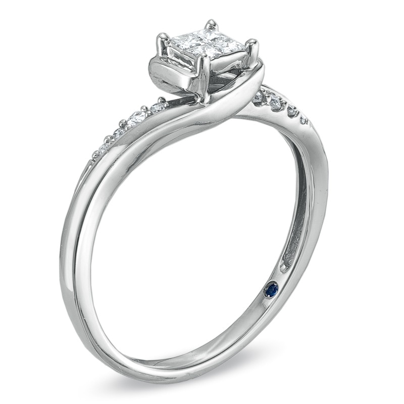 Cherished Promise Collection™ 1/5 CT. T.W. Quad Princess-Cut Diamond Twist Promise Ring in 10K White Gold